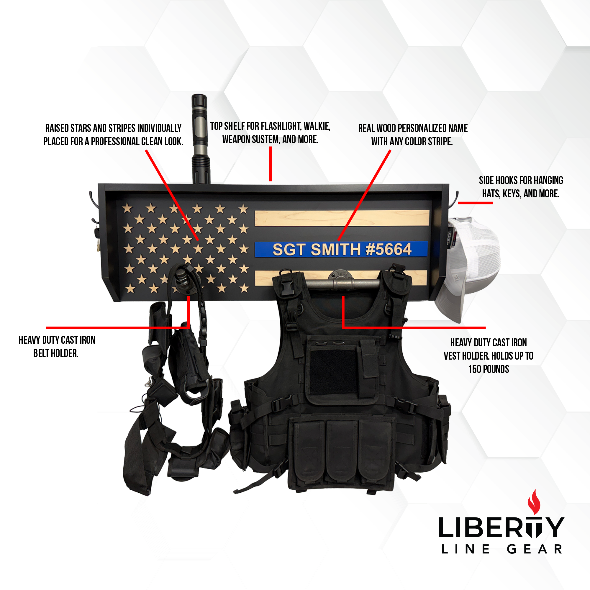 Blue Line Gear Rack Thin Blue Line Police Gear Rack – Liberty Line Gear