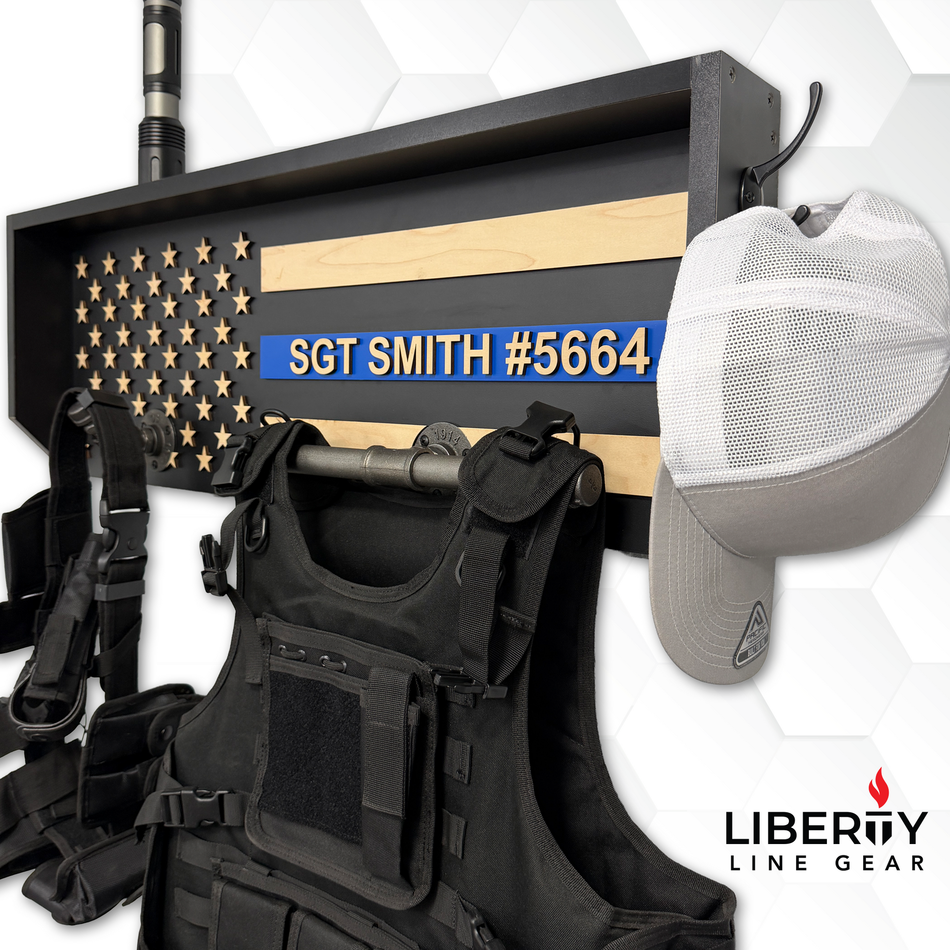 tactical gear rack Thin Blue Line Police Gear Rack – Liberty Line Gear