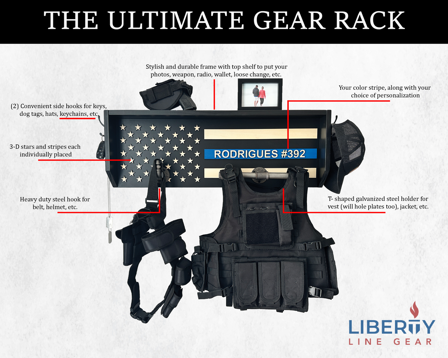 Liberty Line Gear Rack - Law Enforcement (BLUE)